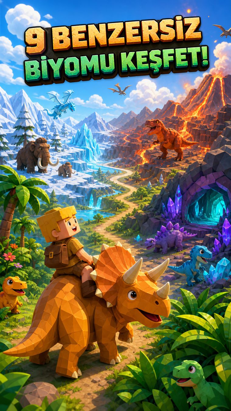 Dinomino — 9 benzersiz biyomu keşfet